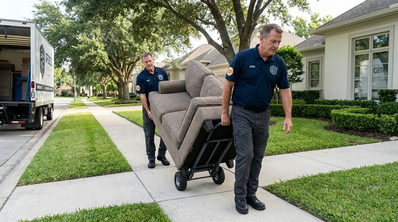 Local residential moving crew loading furniture in Dixon, IL